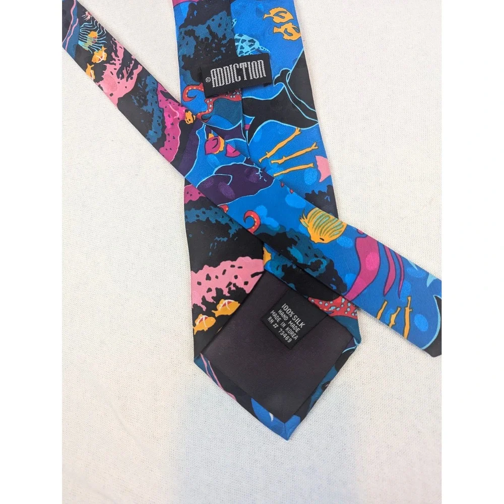 Mens Silk Tie Lot 3 Ocean Marine Life Whale Turtle Reef Addiction WWF Endangered